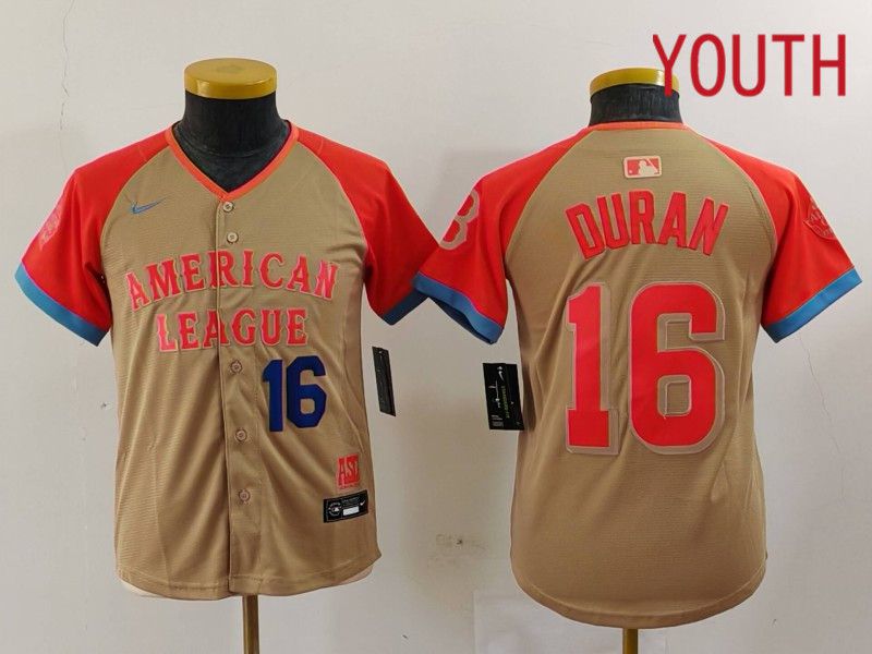Youth Boston Red Sox 16 Duran Orange All star 2024 Nike MLB Jersey style 2